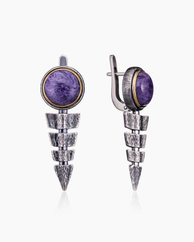 Серьги из серебра 925 с чароит