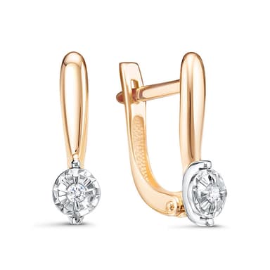 Серьги из золота 585 с бриллиантом