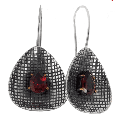 Серьги из серебра 925 с гранатом