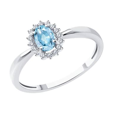 Кольцо из золота 585 с аквамаринами