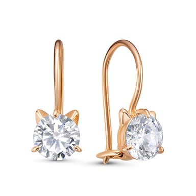 Серьги детские из золота 585 с фианитами