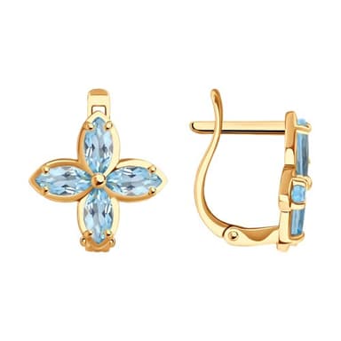 Серьги из золота 585 с топазами