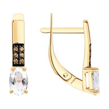 Серьги из Золота 585 с горным хрусталем