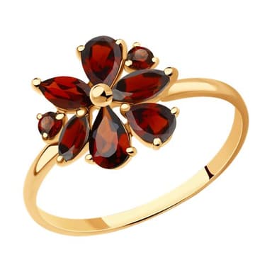 Кольцо из золота 585 с гранатами