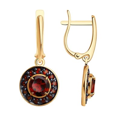 Серьги из золота 585 с гранатами