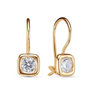 Серьги детские из золота 585 с фианит