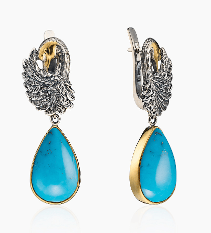 Серьги из серебра 925 с бирюзой