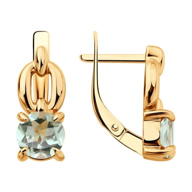 Серьги из Золота 585 с празиолитами