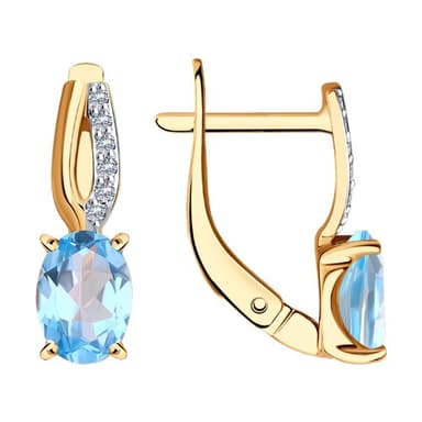 Серьги из золота 585 с топазами