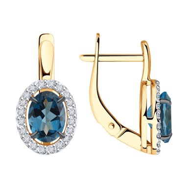 Серьги из золота 585 с топазом