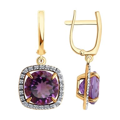 Серьги из золота 585 с аметистами