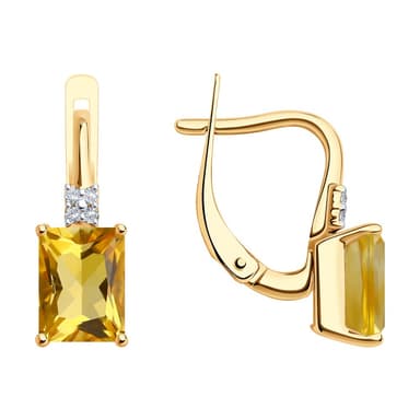 Серьги из Золота 585 с цитринами