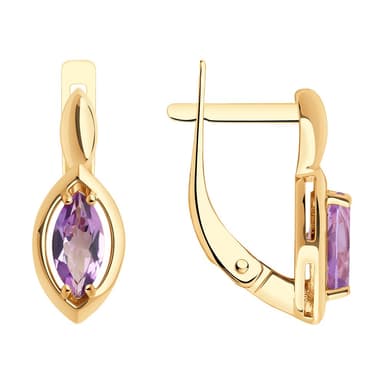 Серьги из Золота 585 с аметистами