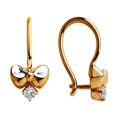 Серьги детские из золота 585 с фианитами