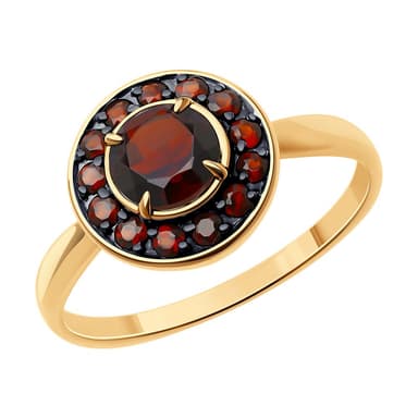 Кольцо из Золота 585 с гранатами
