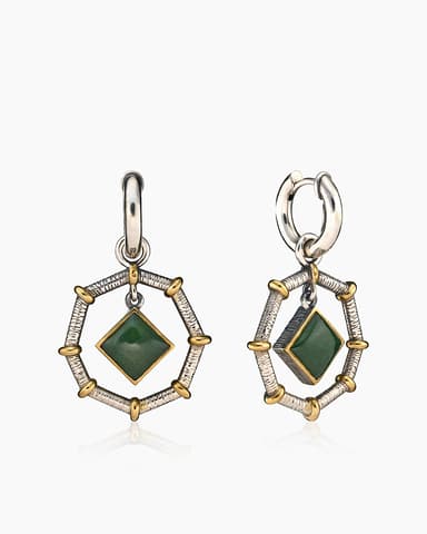 Серьги из серебра 925 с нефритом