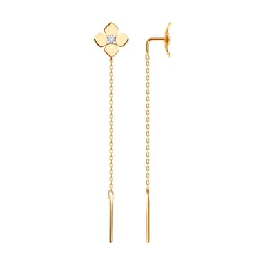 Серьги из золота 585 с фианитами