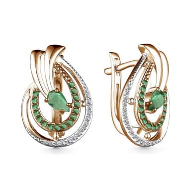 Серьги из золота 585 с изумрудами