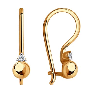 Серьги из золота 585 с фианитами