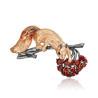 Брошь из золота 585 с гранатом