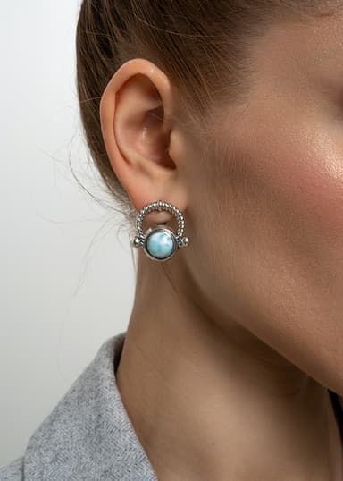 Серьги из серебра 925 с ларимар