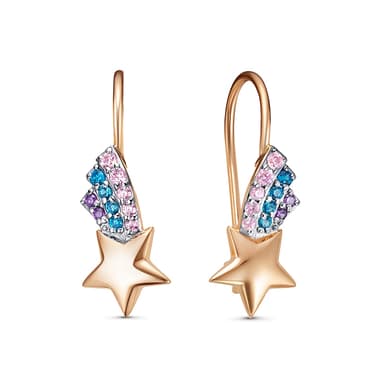 Серьги детские из золота 585 с фианитами