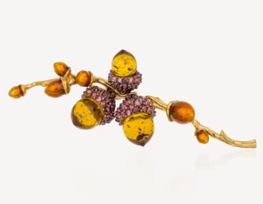 Брошь из серебра 925 с янтарем