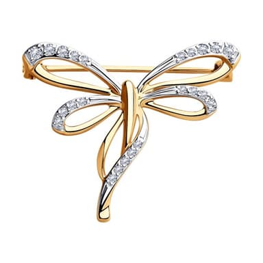 Брошь из Золота 585 с фианитами