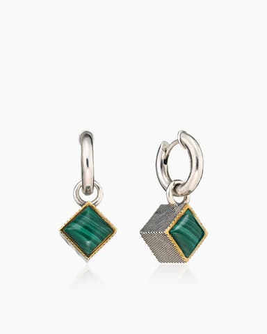 Серьги из серебра 925 с малахитами