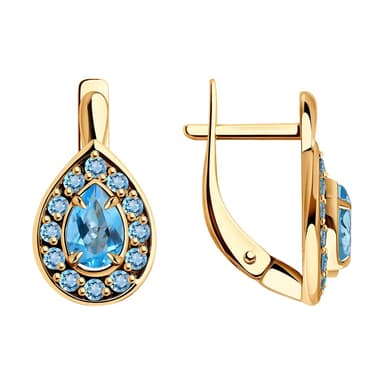 Серьги из золота 585 с топазом