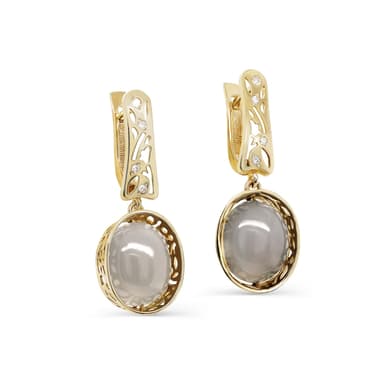 Серьги из золота 585 с лунными камнями