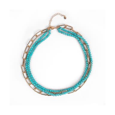 Колье из стали с бирюзой синтетической