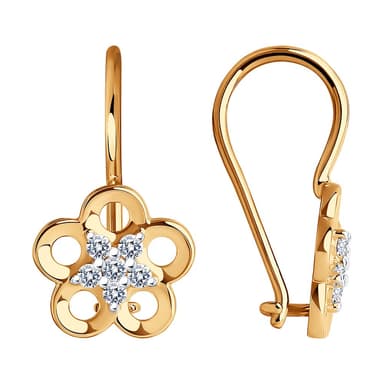 Серьги из золота 585 с фианитами