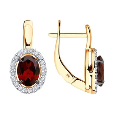 Серьги из золота 585 с гранатом