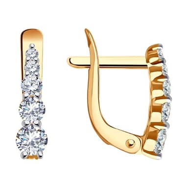 Серьги детские из золота 585 с фианитами