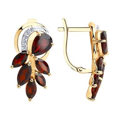 Серьги из золота 585 с гранатами