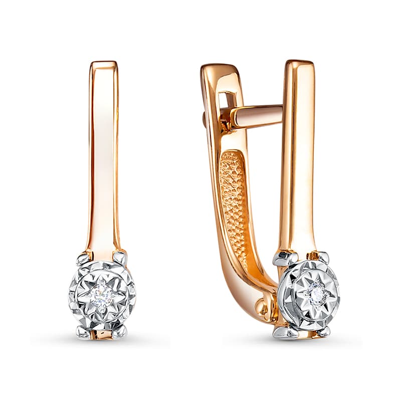 Серьги из золота 585 с бриллиантом