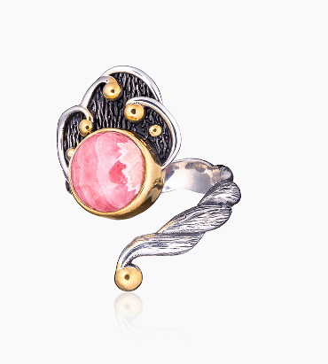 Кольцо из серебра 925 с родохрозитом